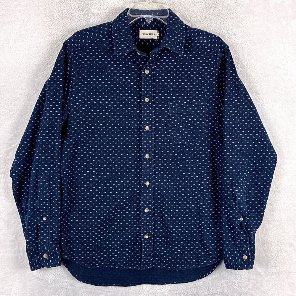 Taylor Stitch Shirt Men 40 (M) Indigo Pyramid AOP California Preppy Huckberry